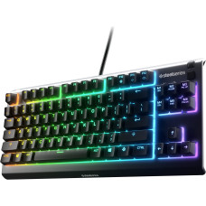 SteelSeries Apex 3 TKL RGB Gaming Keyboard – Tenkeyless Compact Form Factor - 8-Zone RGB Illumination – IP32 Water & Dust Resistant – Whisper Quiet Gaming Switch – Gaming Grade Anti-Ghosting